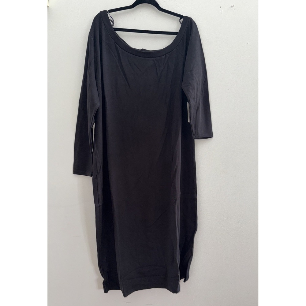 Eloquii Black Sweater Dress Size‎ 24 NWT Scoop Neck Off Shoulder Asymmetrical